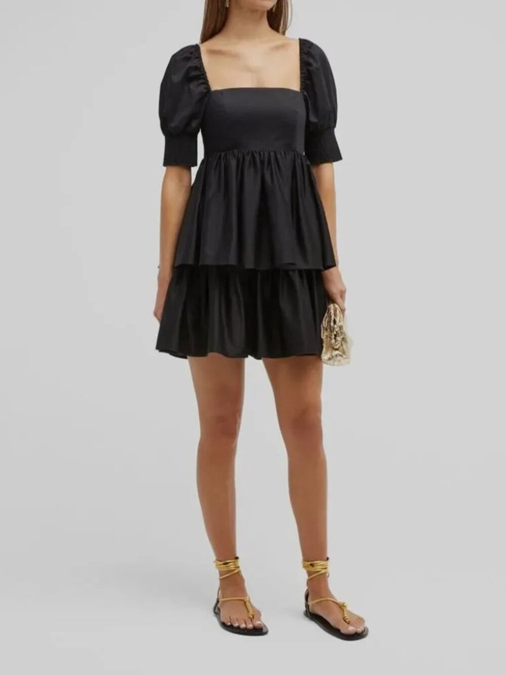 Alice + Olivia Emmalou Puff Sleeve Mini Dress in Black Size 10